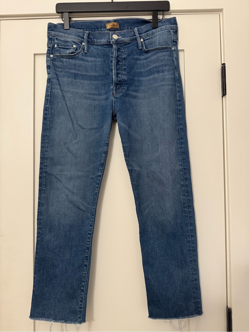 MOTHER women's Straight-Leg Jeans in Mid Blue Wash